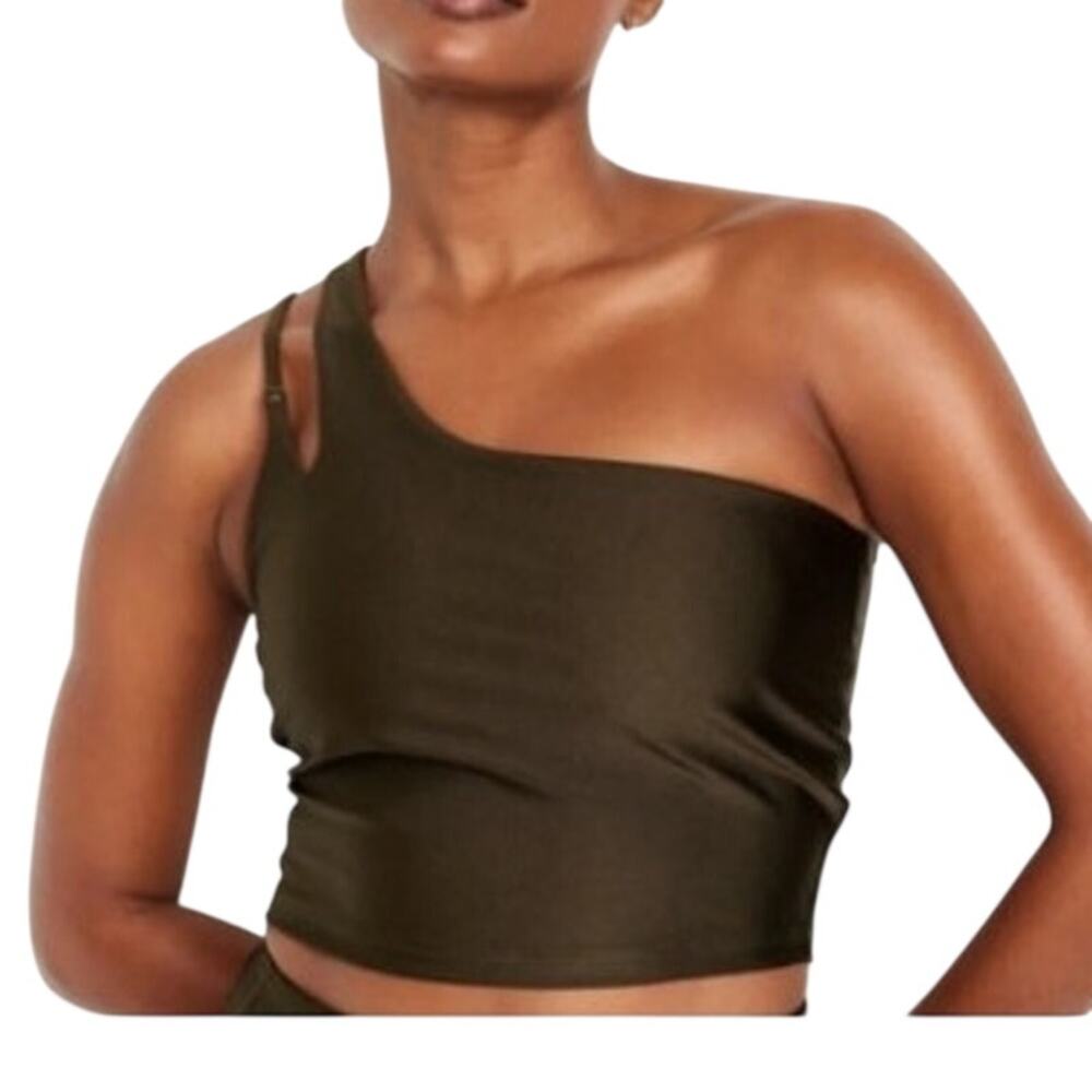 Old Navy Active Brown One Shoulder Cropped Tank Top 3X